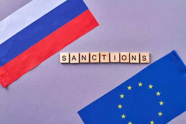 Санкции между Россией и Европейским Союзом. — стоковое фото