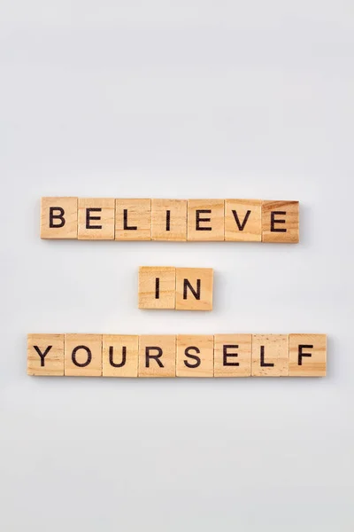 Wooden cubes are making inspiring quote. — Stock Photo, Image