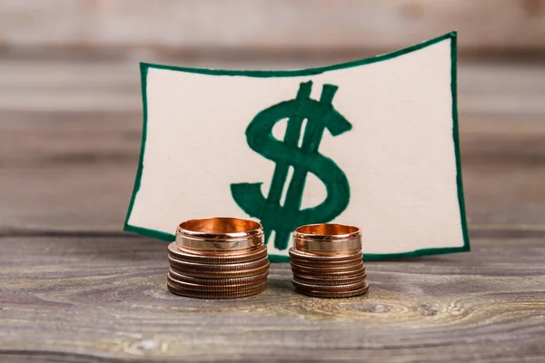 Dollar sign and stacks of coins. — Stock Photo, Image