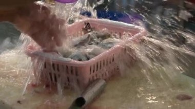 Çiğ balık işleniyor..