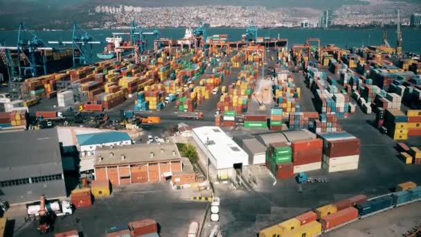 Logistik im großen Hafen. — Stockvideo