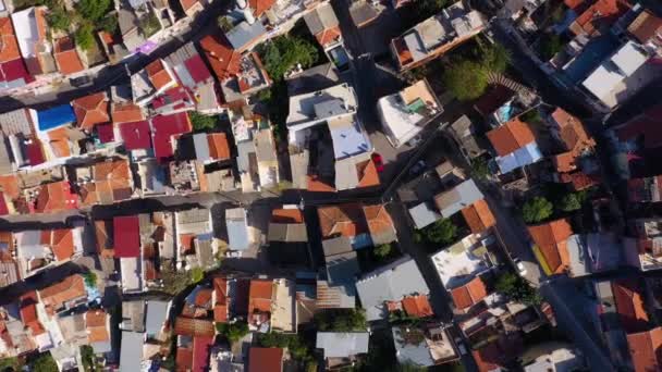 Top view of houses with red roofs. — Stock Video