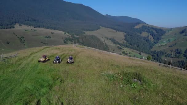 Quad biking in the Carpathians, Ukraine. — Stock Video