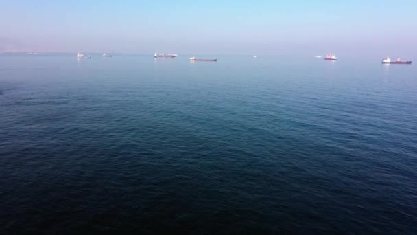 Industrial cargo vessel ships on sea water. — Stock Video