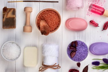 Üst manzara organik spa banyo aksesuarları..