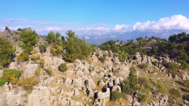 Erstaunliche Berglandschaft mit malerischen Felsformationen an einem Sommertag. — Stockvideo