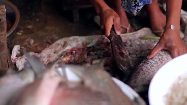 Mercado de peixe em Manmar — Vídeo de Stock