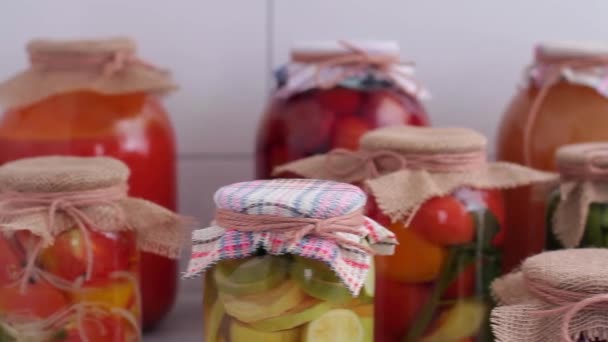 Homely canned food — Stock Video