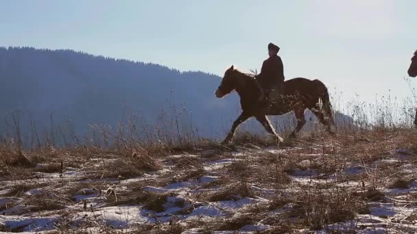 Två ryttare. — Stockvideo