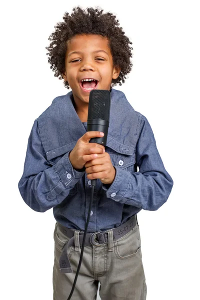 Cantando menino — Fotografia de Stock