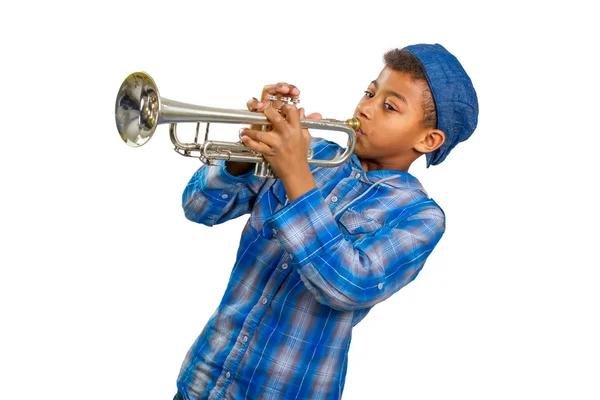 Boy trumpeter. — Stock Photo, Image