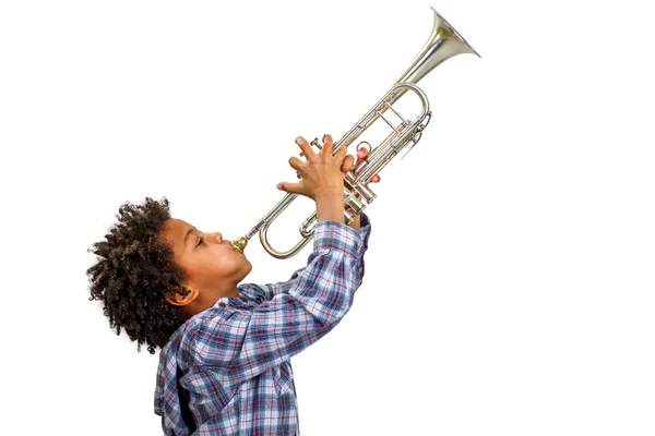 Trumpeter playing the blues. — Stock Photo, Image