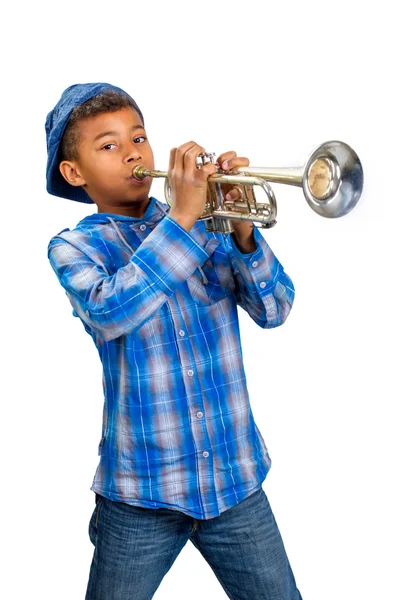 Young trumpet player. — Stock Photo, Image