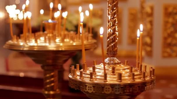 Candles on  candlesticks. — Stock Video