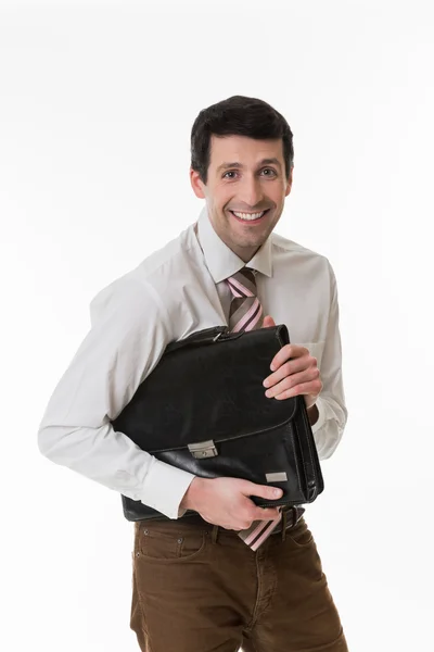 Smiling clerk with a briefcase. — Stock Photo, Image