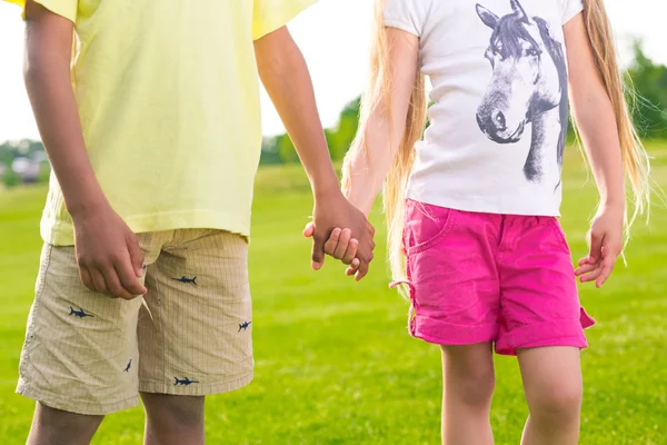 Hands of two children closeup. — 스톡 사진