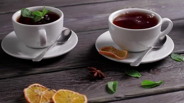 Cups of tea. — Stock Video