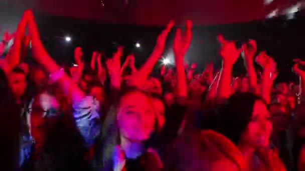 Spectators dancing at the concert. — Stock Video