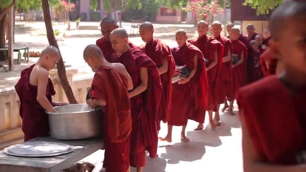 Trapeza of the monks in Myanmar. — Stock Video