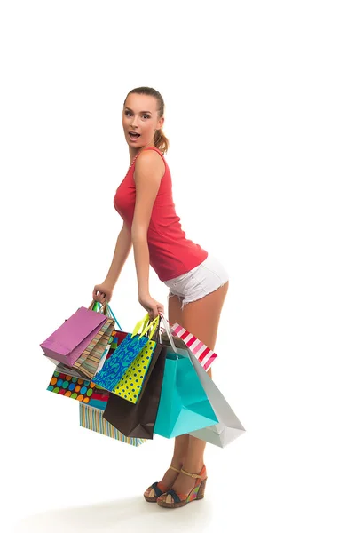 Flicka på shopping. — Stockfoto