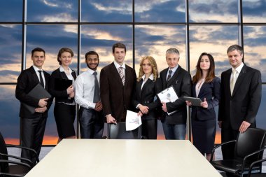 Meeting of top managers in the business center.