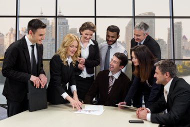 Employees of business company.