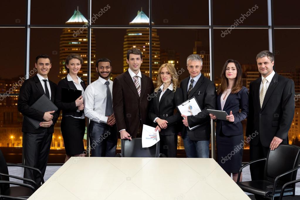 Business people on the background of skyscrapers.
