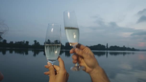 Liefhebbers clink bril. — Stockvideo