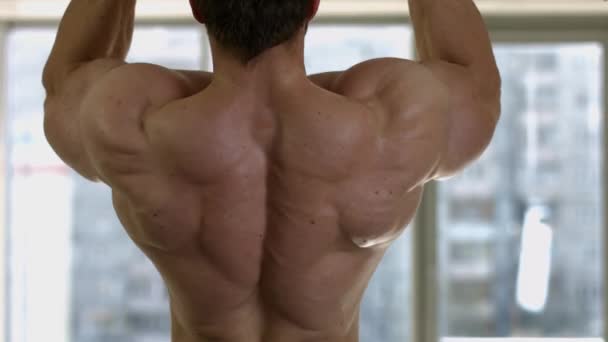 Homme faisant des pull-ups . — Video