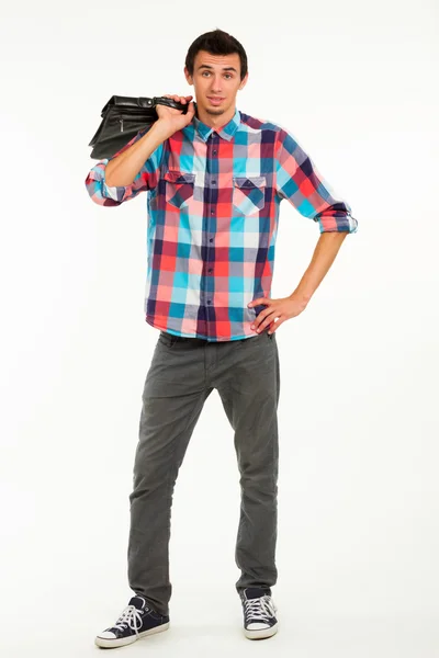 Student holding briefcase. — Stock Photo, Image