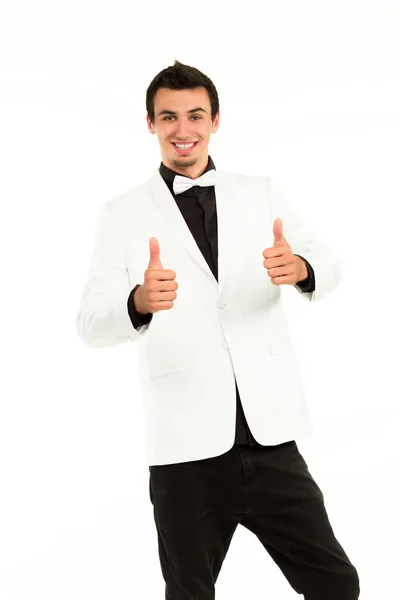 Succesvolle man geven thumbs-up. — Stockfoto