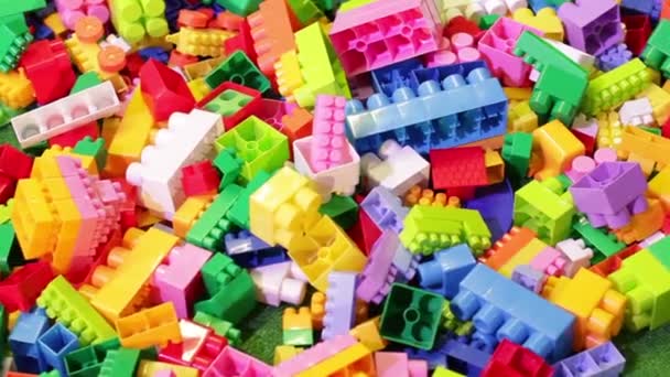 Colorful constructor bricks. — Stock Video