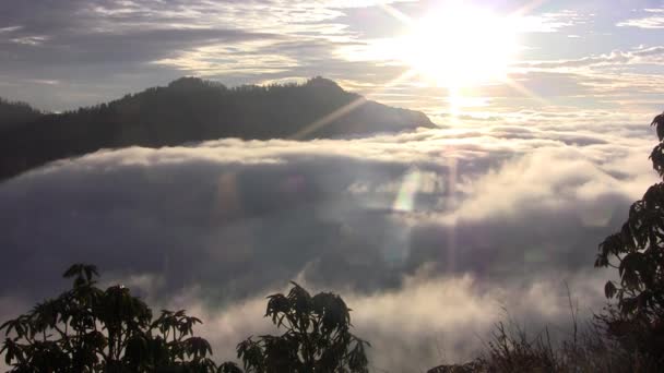 Dikke wolken hebben betrekking op de grond in de Himalaya. Nepal. Time-lapse. — Stockvideo