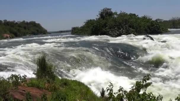 Beskåda av vit Nile River rapids — Stockvideo