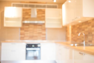 Modern Mutfak Odası 'nın bulanık görüntüsü. Mutfak Odası.