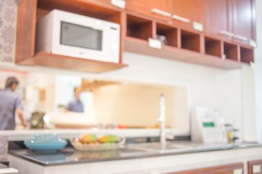 Modern Mutfak Odası 'nın bulanık görüntüsü. Mutfak Odası.