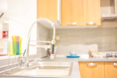 Modern Mutfak Odası 'nın bulanık görüntüsü. Mutfak Odası.