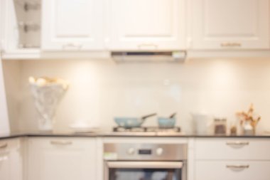 Modern Mutfak Odası 'nın bulanık görüntüsü. Mutfak Odası.