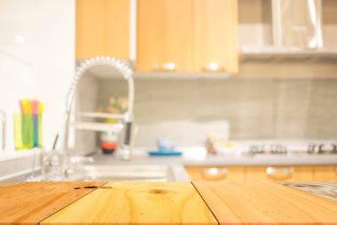 Modern Mutfak Odası 'nın bulanık görüntüsü. Mutfak Odası.