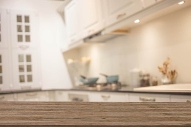 Modern Mutfak Odası 'nın bulanık görüntüsü. Mutfak Odası.