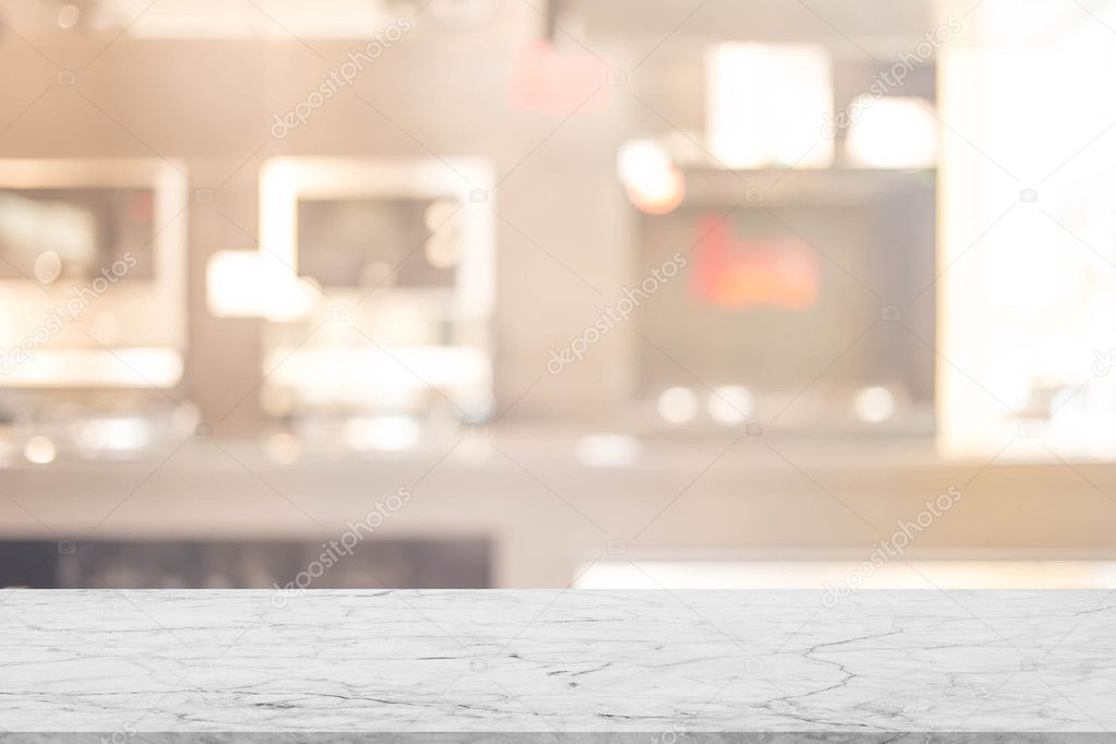 Blur Kitchen Room Interior of Background, product display template.