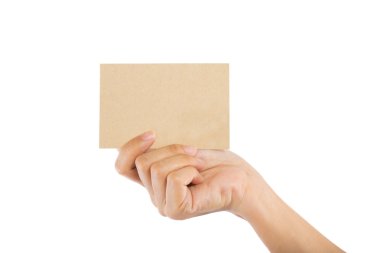 teen el boş kart, üzerinde beyaz izole holding