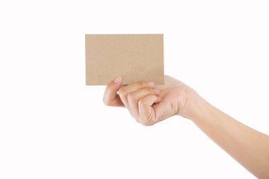 teen el boş kart, üzerinde beyaz izole holding