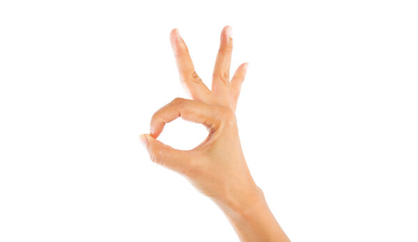 Woman hands on white background