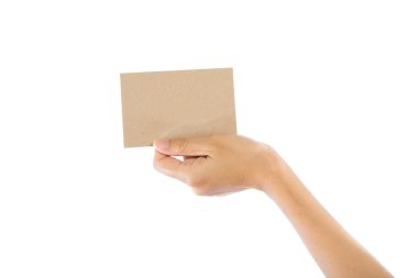 teen el boş kart, üzerinde beyaz izole holding