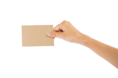 teen el boş kart, üzerinde beyaz izole holding