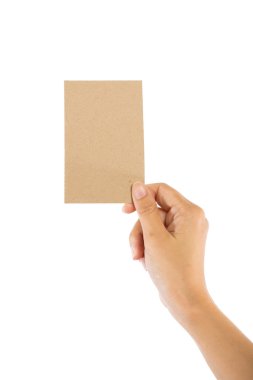 teen el boş kart, üzerinde beyaz izole holding