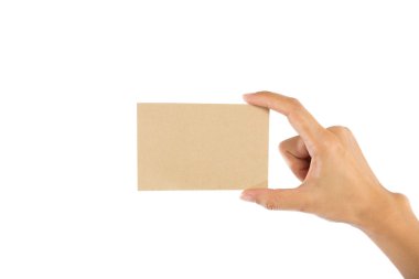 teen el boş kart, üzerinde beyaz izole holding