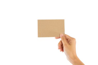 teen el boş kart, üzerinde beyaz izole holding