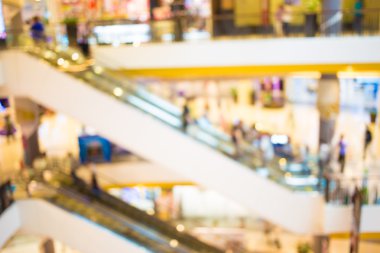 Alışveriş merkezinin bulanık görüntüsü ve bokeh arkaplan